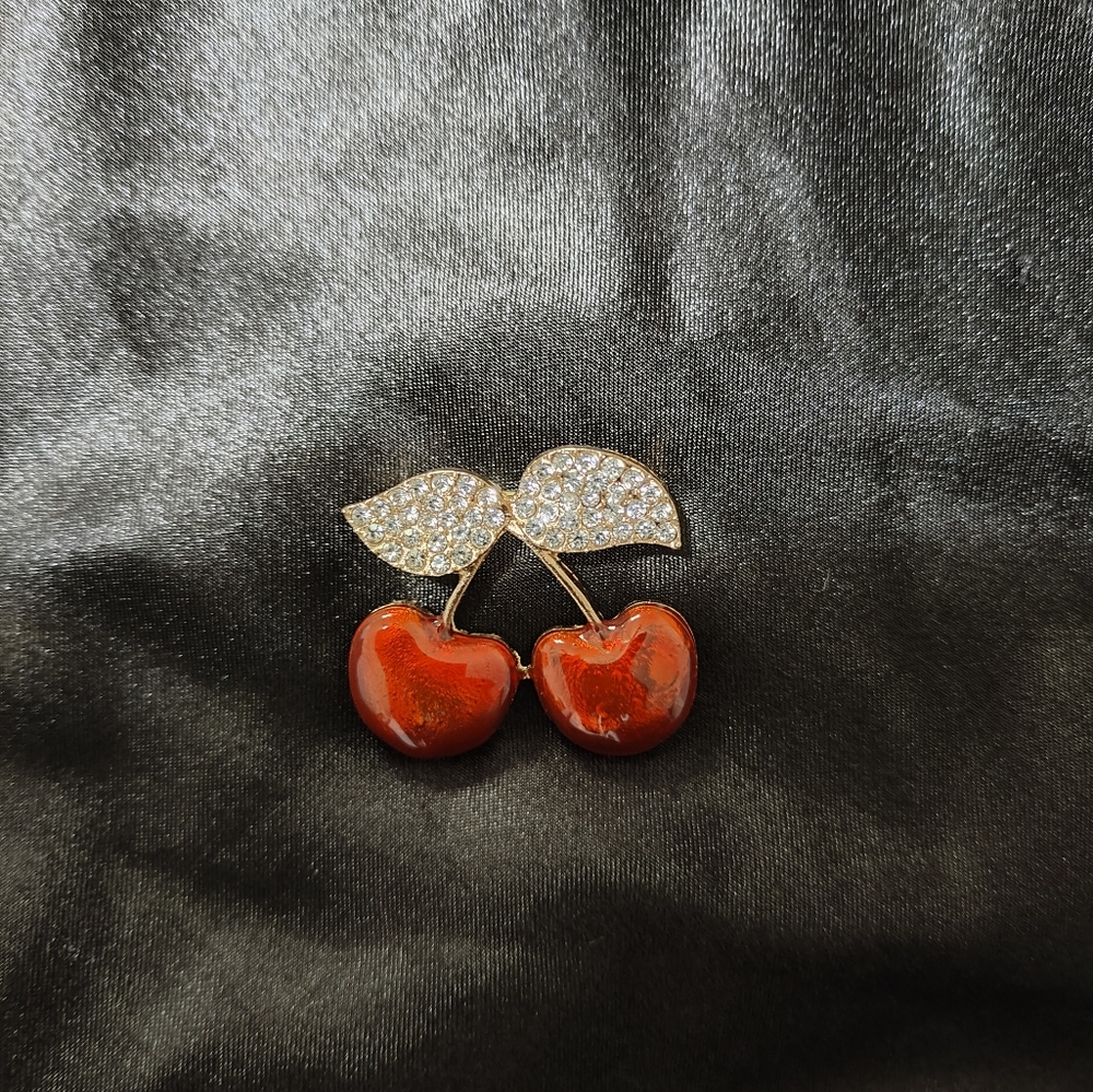Cherry Rhinestone Brooch - Picture 3 of 3
